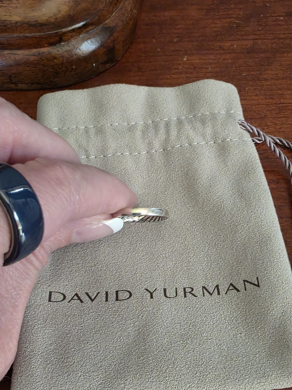 David Yurman Silver Cable Stack Ring - Picture 2 of 4